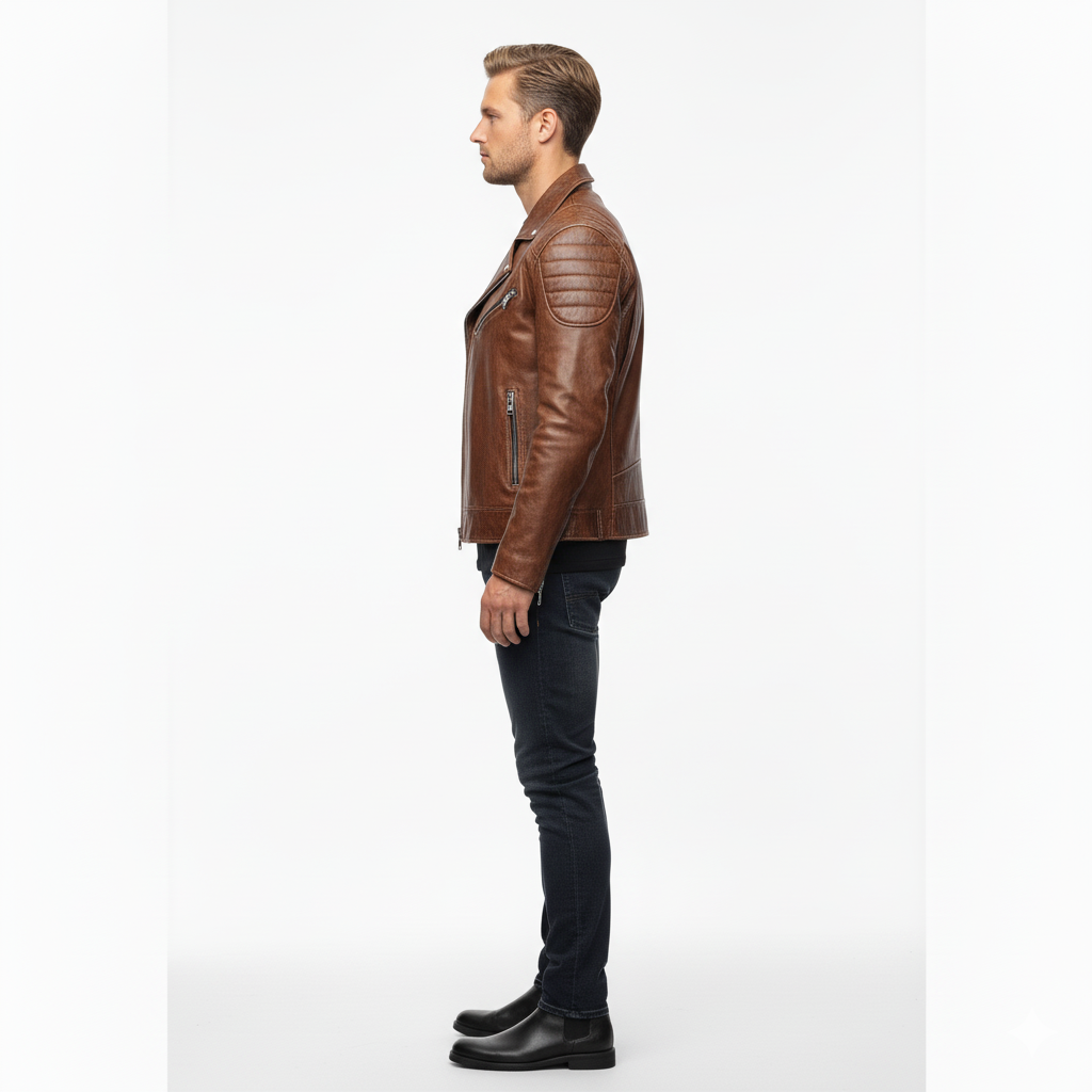 High-quality leather biker jacket for men