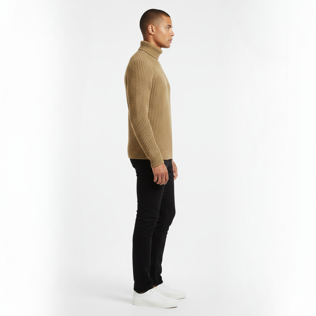 Breathable turtleneck sweater for men