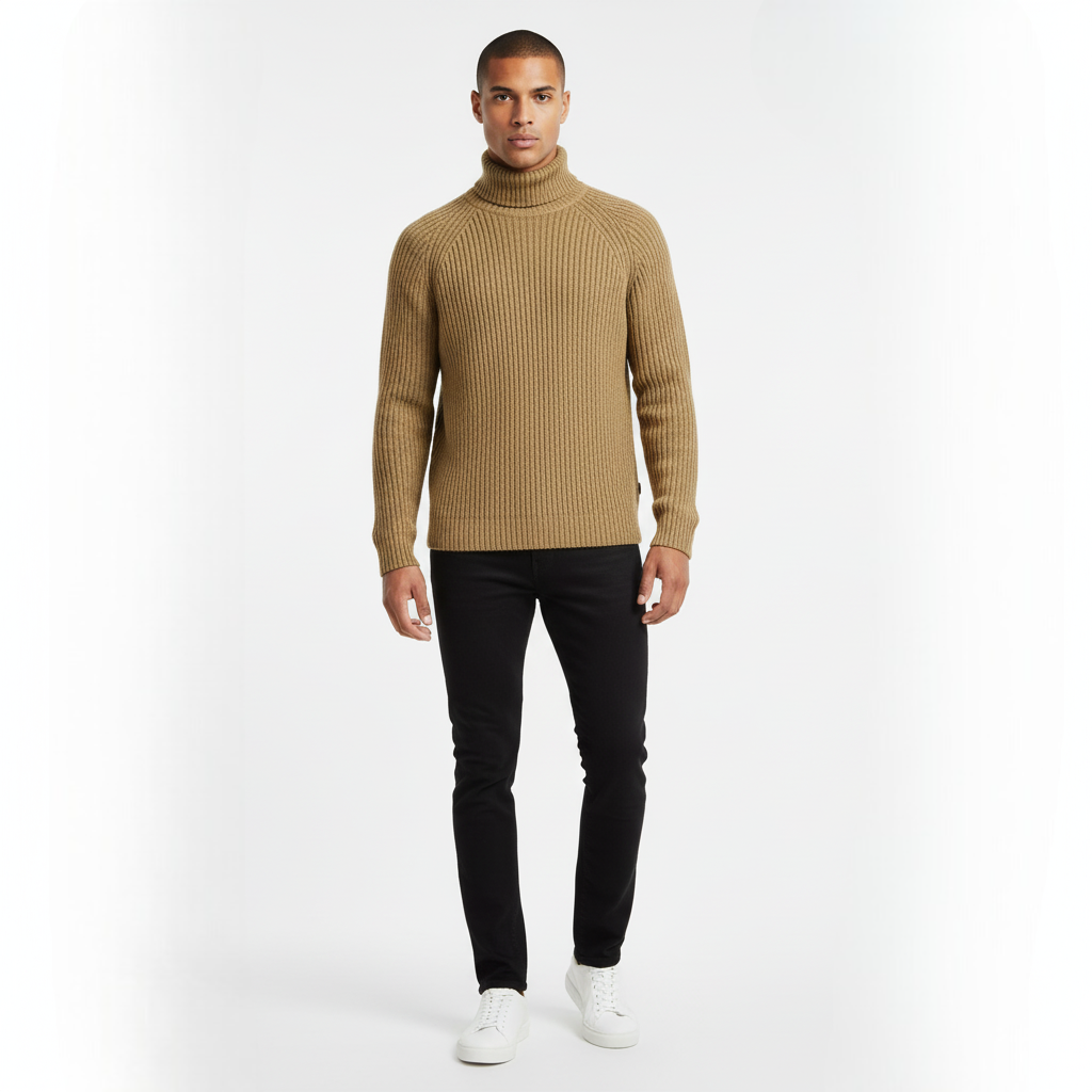 Breathable turtleneck sweater for men