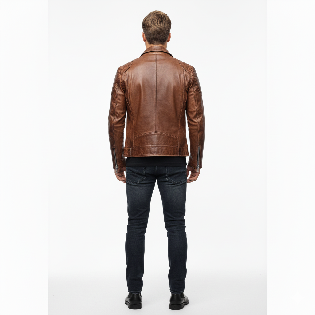 High-quality leather biker jacket for men