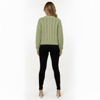 Knitted sweater with cable pattern for women - Soft and stylish sweater for spring and fall