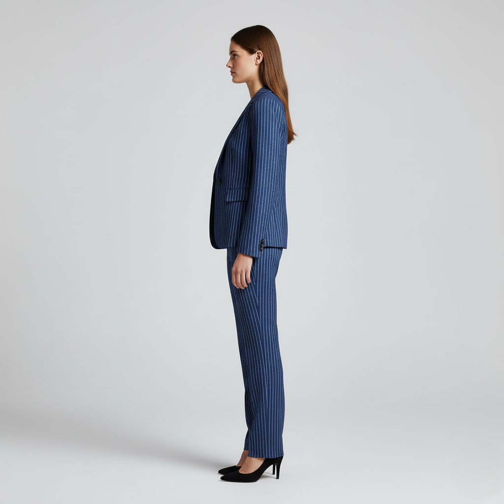 Elegant striped women's suit - chic and comfortable