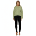 Knitted sweater with cable pattern for women - Soft and stylish sweater for spring and fall