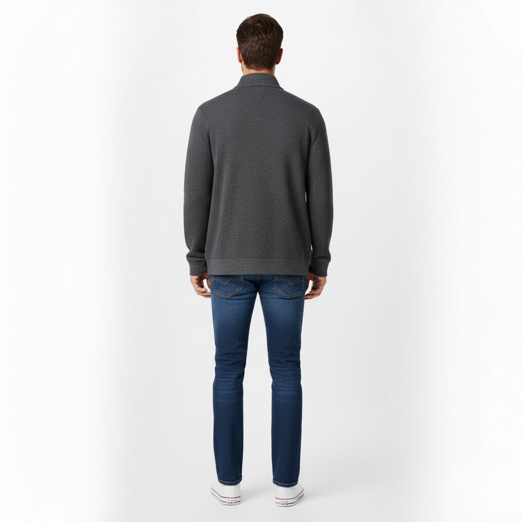 Classic thermal cardigan for men with full-length zipper