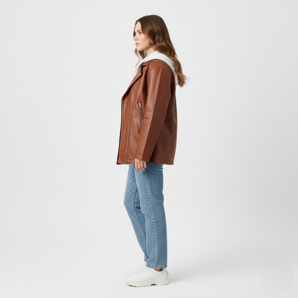 Stylish oversized leather jacket - comfortable and trendy for every day