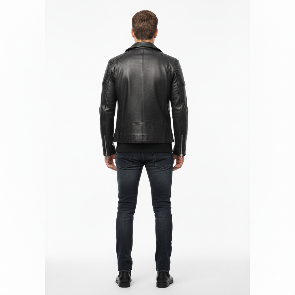 High-quality leather biker jacket for men