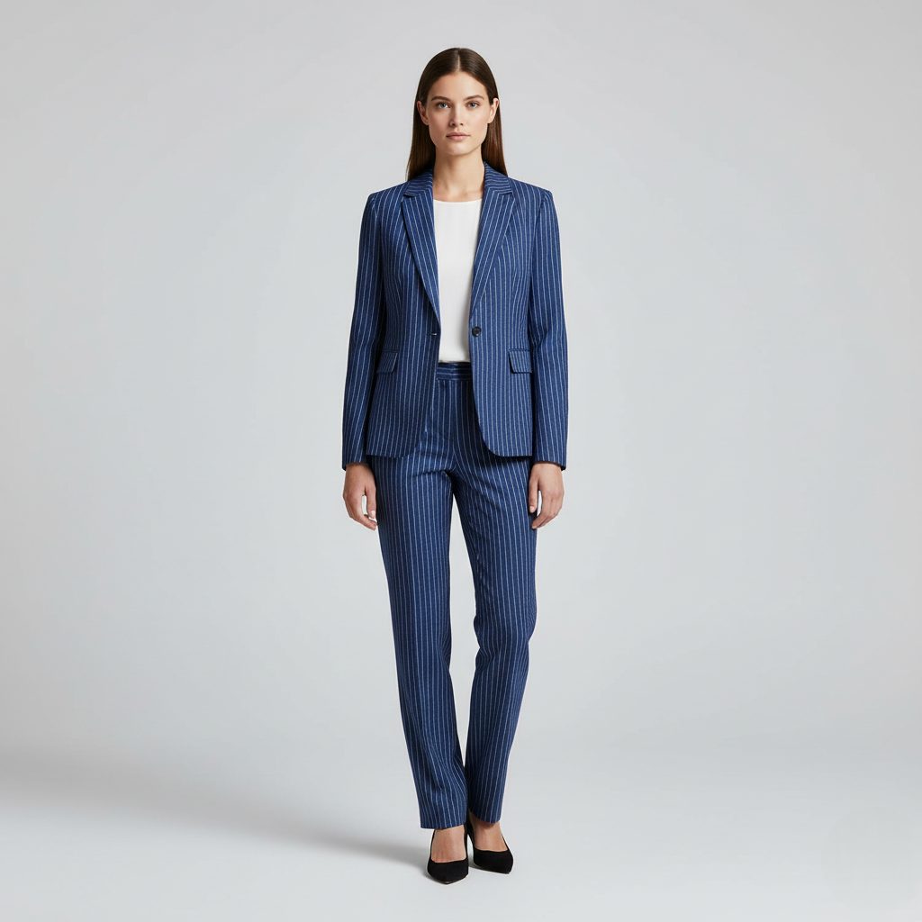 Elegant striped women's suit - chic and comfortable