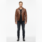 High-quality leather biker jacket for men