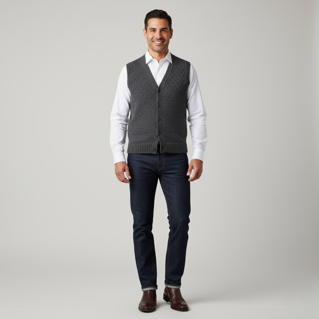 Men's wool Heritage V-Col vest