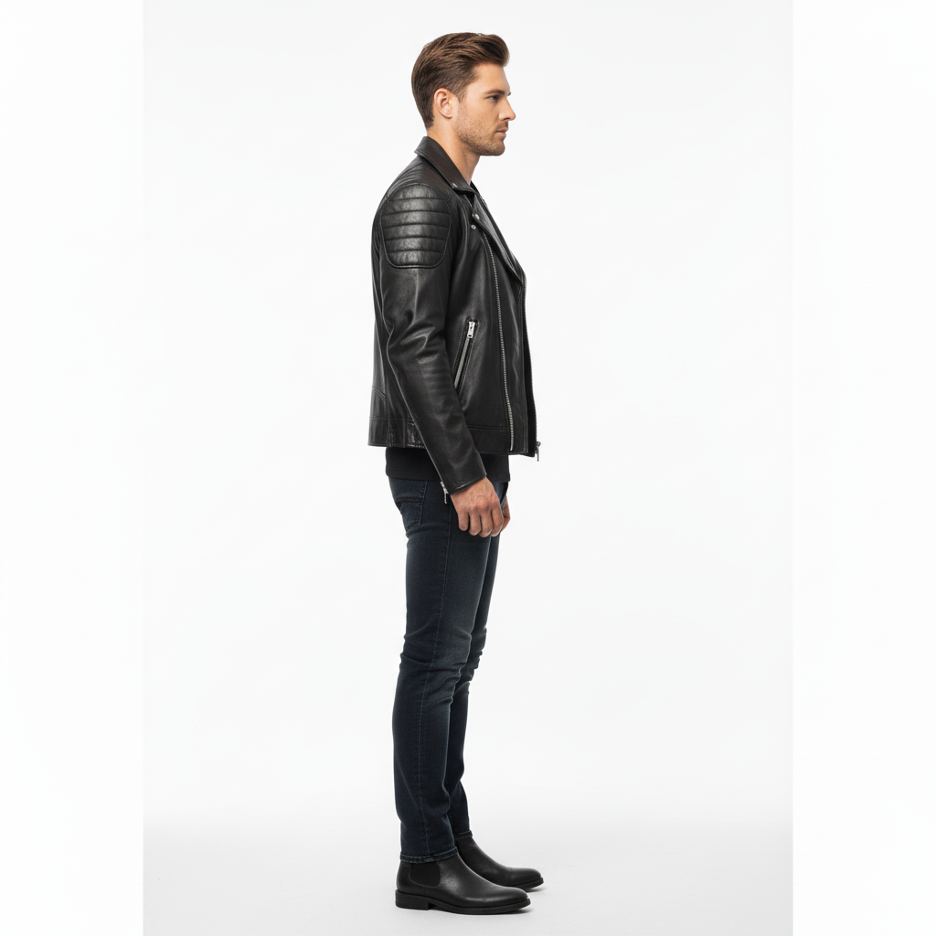 High-quality leather biker jacket for men