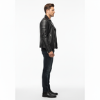 High-quality leather biker jacket for men